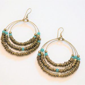 Gold tone wire & bead earrings